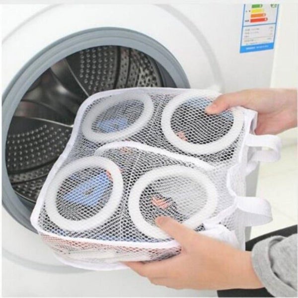 Fashion Storage Organizer Bags Mesh Laundry Shoes Dry Portable Washing White Lau Carousel 1