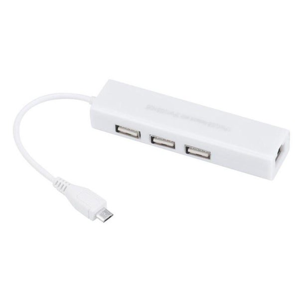 Micro Usb To Network Lan Ethernet Rj45 Adapter With 3 Port 2.0 Hub Carousel 1
