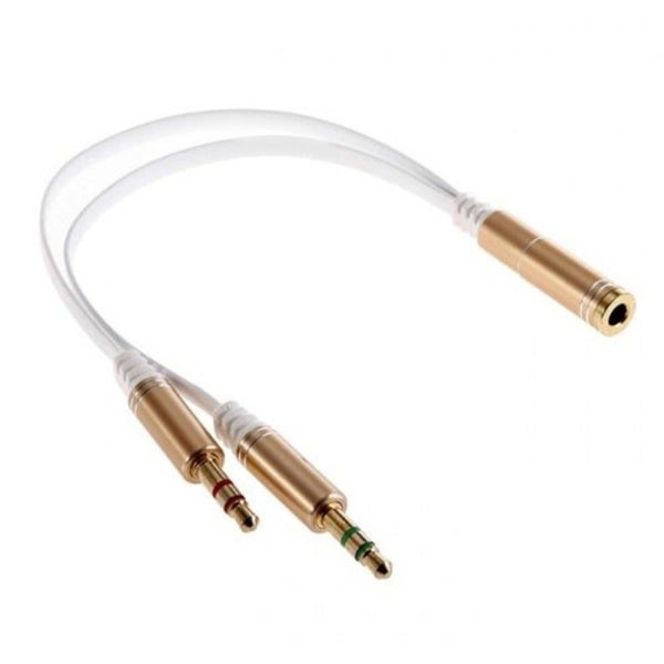 1 To 2 3.5Mm Audio Adapter Cable For Headset / Flat Line Golden Cables & Adapter Carousel 1