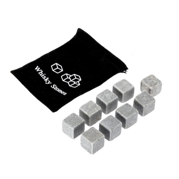 Hod Health & Home Whisky Stones Marble Granite 9 Pcs Set With Pouch Reusable Ice Carousel 8