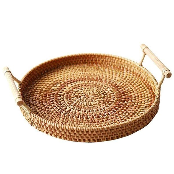 Hod Health & Home Rattan Round Basket Serving Tray Decor Carousel 1