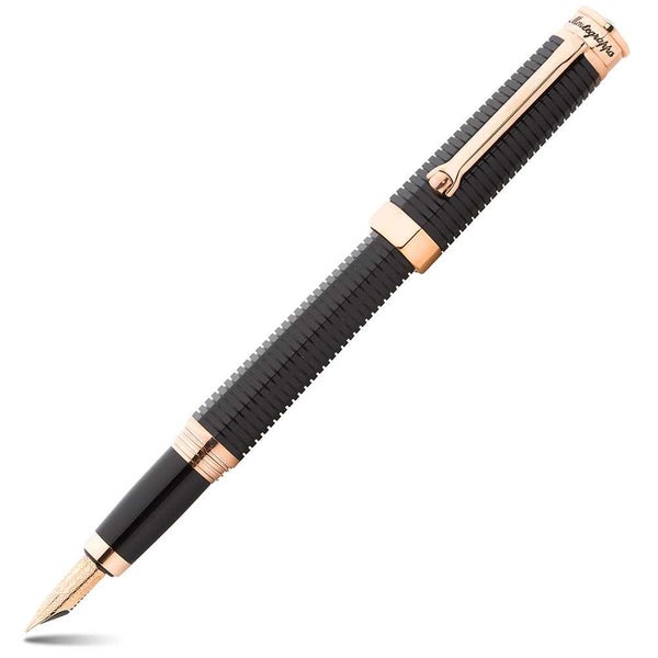 Montegrappa NeroUno Linea Black Rose Gold Fountain Pen Carousel 1