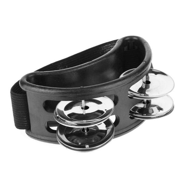 Black Half Moon Shape Foot Tambourine Metal Jingle Bell Percussion Musical Inst Carousel 1