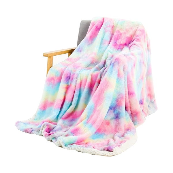 Hod Health & Home Rainbow Plush Super Soft Blanket Colorful Sofa Cover Carousel 1