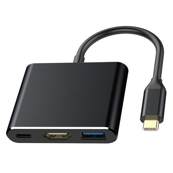 Usb C To Hdmi Compatible 4K Adapter 3 In 1 Hub With Output 3.0 Port USB Cables H Carousel 1