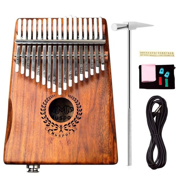 17 Keys Electric Kalimba Mbira Solid Acacia Thumb Piano Link Pickup With Bag 3 Carousel 1