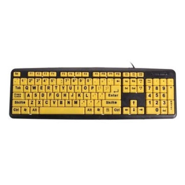 Hod Health & Home Large Print Usb Computer Keyboard High Contrast Yellow Keys Bl Carousel 1