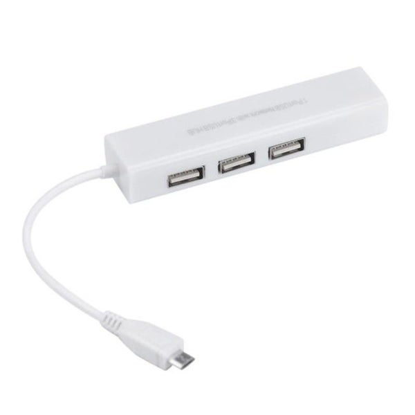 Micro Usb To Network Lan Ethernet Rj45 Adapter With 3 Port 2.0 Hub Compliant In Carousel 1