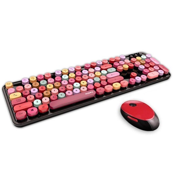 2.4G Wireless Keyboard Mouse Waterproof Color Lipstick Mechanical Office Suit F Carousel 1