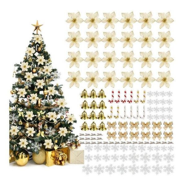 Hod Health & Home Christmas Tree Decorations 120Pcs Flowers Artificial Carousel 1