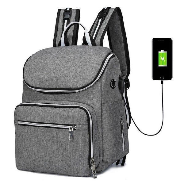 Mummy Maternity Nappy Bag With Usb Interface Grey Carousel 1