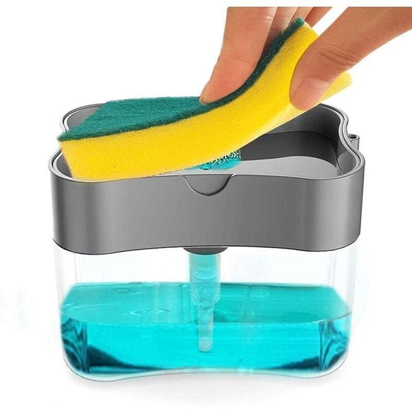 Washing Machines Dishwashing Soap Dispenser Sponge Holder 2 In 1 Box Countertop Carousel 1