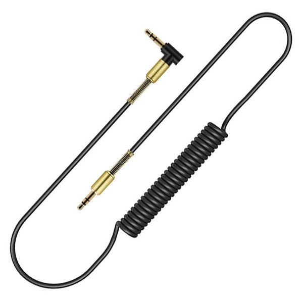4.9Ft Aux Cable 3.5Mm Audio Spring Extension Cord Male To For Car Stereo Pc Head Carousel 1