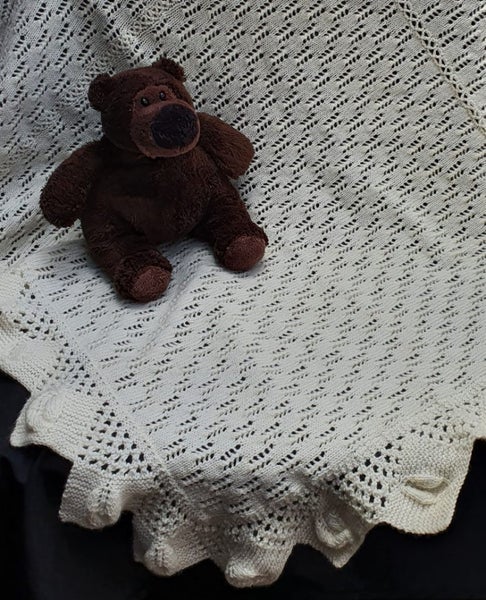 Baby Shawl - Pure Wool - Cream Carousel 2