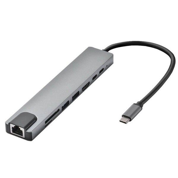 8 In 1 Usb C Hub Type To Hdmi Compatible Rj45 Ethernet 3.0 Ports Sdtf Card Read Carousel 1