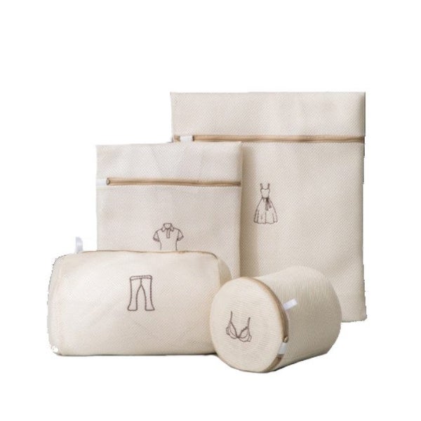 4 Pieces Laundray Wash Bags Beige Laundry Bags Carousel 1