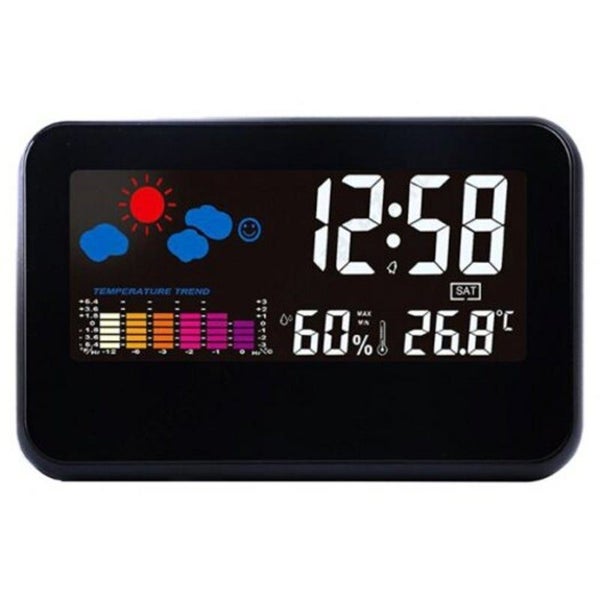 Hod Health And Home Lcd Digital Weather Station Clock Black Weather Stations Carousel 1