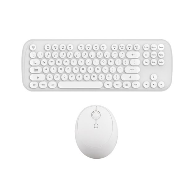 Hod Health & Home Mini Wireless Keyboard Mouse Set Round Bluetooth White Carousel 1