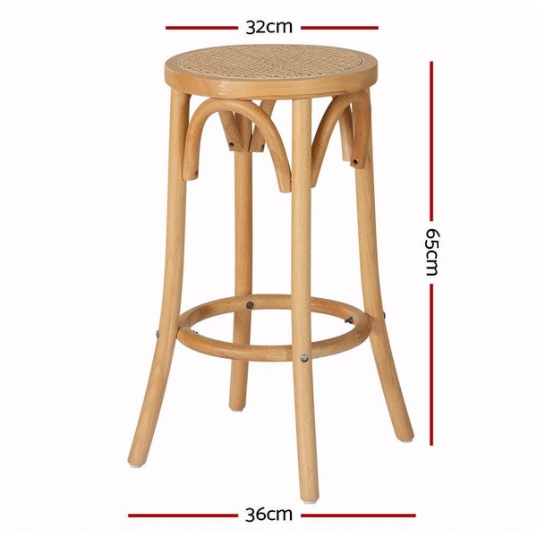 Bar Stools Wooden Stool Counter Chair Kitchen Barstools Rattan Seat Carousel 2