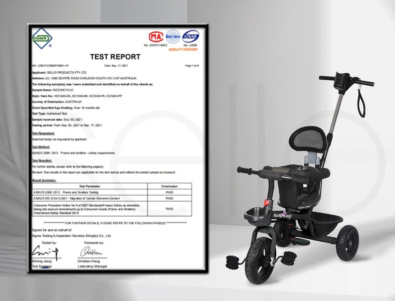 Bopeep Kids Tricycle Ride On Trike Toddler Balance Bike Prams Stroller Black Carousel 2