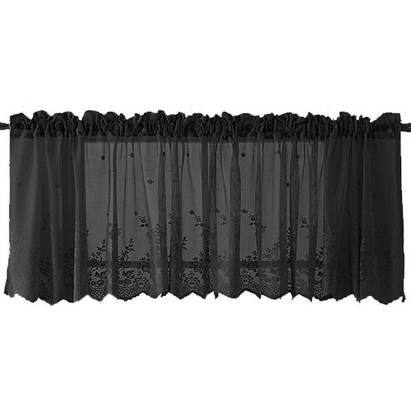 1 Pcs Floral Lace Curtain Embroidery Semi Sheer Short Carousel 1