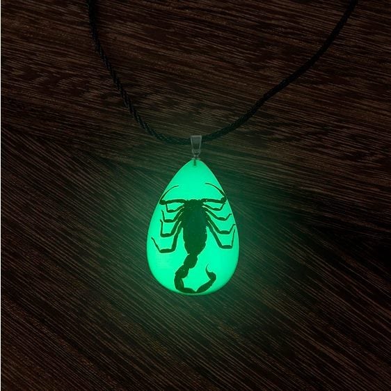 Taxidermy Cool " SCORPION " Necklace Glows in the dark Carousel 2