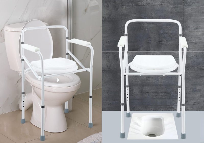 Toilet Shower Commode Chair Bathroom Bedside Adjustable Seating Carousel 2