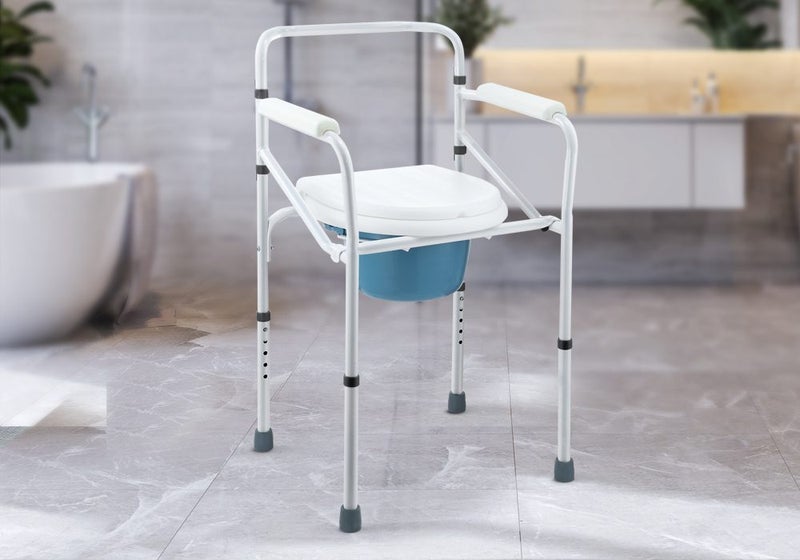 Toilet Shower Commode Chair Bathroom Bedside Adjustable Seating Carousel 1
