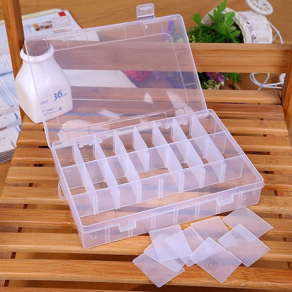 Plastic 15 Slots Adjustable Jewelry Storage Box Case Craft Organizer Bead Carousel 2