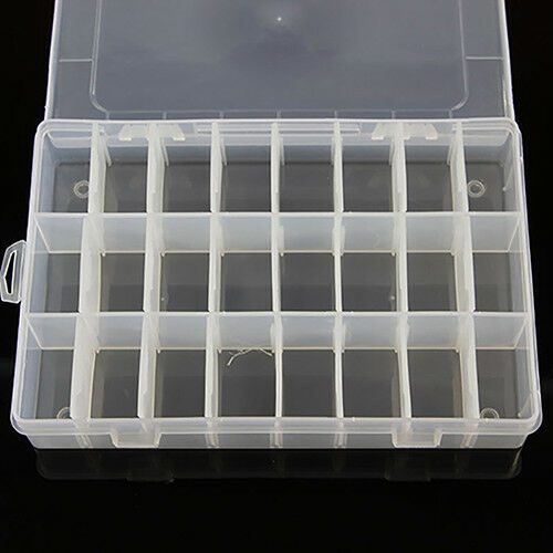 NEW 24 Grid Plastic Box Jewelry Bead Storage Container Craft Organizer Carousel 1
