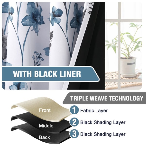 100% Blackout Curtains Drapes Cattleya Floral Print Eyelet Head Long Drop Carousel 2