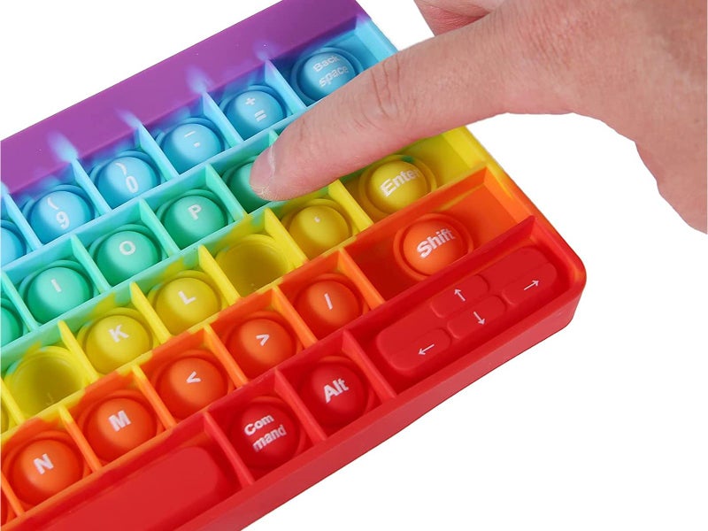 2 X Rainbow Purple Push Pop Keyboard Fidget Toy Bubble Push Pop Stress Reliever Carousel 2