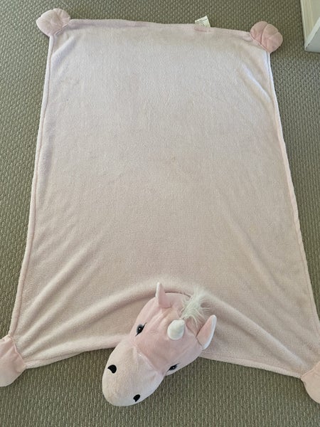 Pink unicorn puppet blanket Carousel 1