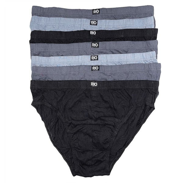 Rio 7 Pack Bulk Mens Cotton Plain Hipster Briefs Undies Underwear Grey Black ... Carousel 1