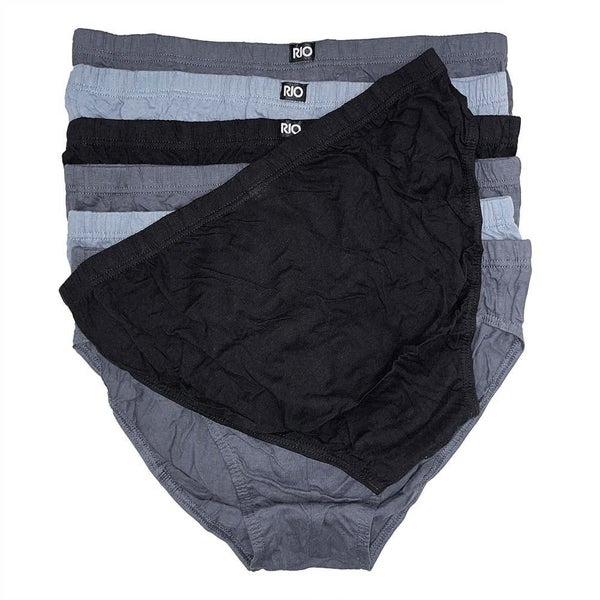 Rio 7 Pack Bulk Mens Cotton Plain Hipster Briefs Undies Underwear Grey Black ... Carousel 9