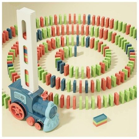 Kids Games Domino Train Toys 180PCS Automatic Stacking Creative Game 3+ Year Ol Carousel 1
