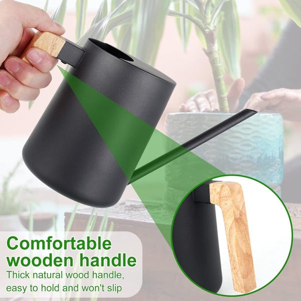 1000ml Plants Watering Can Stainless Steel Watering Pot with Long Spout and Wo Carousel 7