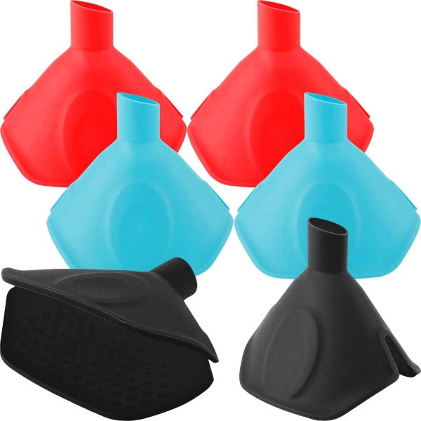 6Pcs Portable Silicone Funnel 2 in 1 Insulation Clip Funnel Non-Slip Anti-Scal Carousel 1