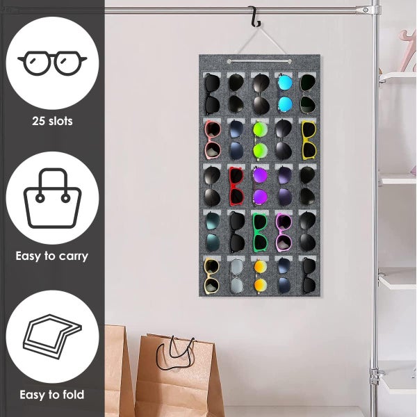 Sunglasses Organizer Felt Storage Pockets 80x40cm Hanging Sunglasses Holder 25 Carousel 2