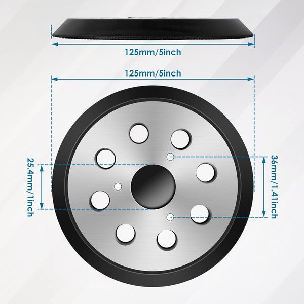 2Pcs Hook Loop Backing Pad 125mm/5inch 8 Holes Sander Pads Compatible with DW4 Carousel 7