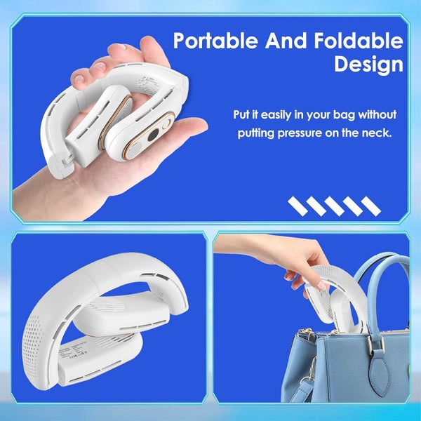 Portable Neck Fan Digital Display Mini Foldable Bladeless Personal Fan 2400mAh Carousel 2