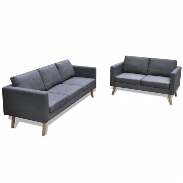 Sofa Set 2-seater and 3-seater Fabric Dark Grey Xixoka Carousel 1