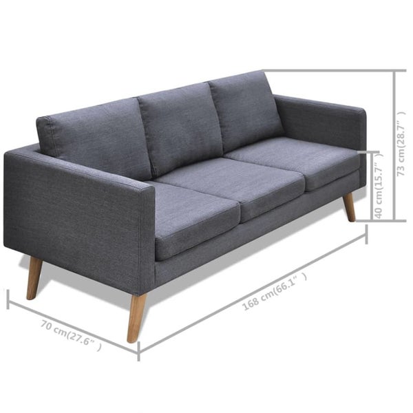 Sofa Set 2-seater and 3-seater Fabric Dark Grey Xixoka Carousel 2
