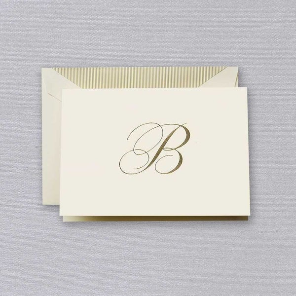 Crane & Co Engraved B Initial Note Card Set 10pce Carousel 1