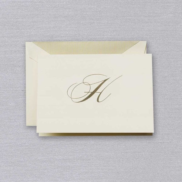 Crane & Co Engraved H Initial Note Card Set 10pce Carousel 1