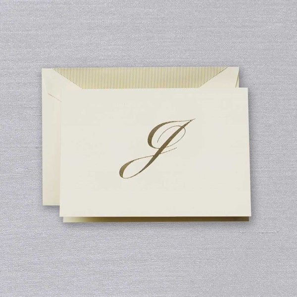 Crane & Co Engraved J Initial Note Card Set 10pce Carousel 1