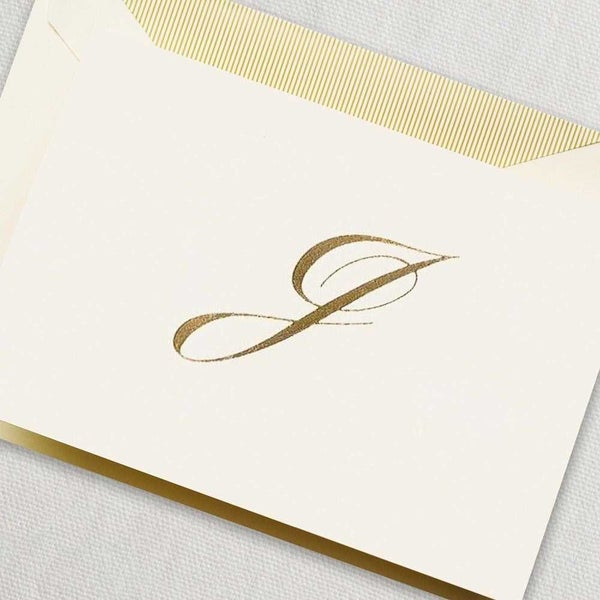 Crane & Co Engraved J Initial Note Card Set 10pce Carousel 2