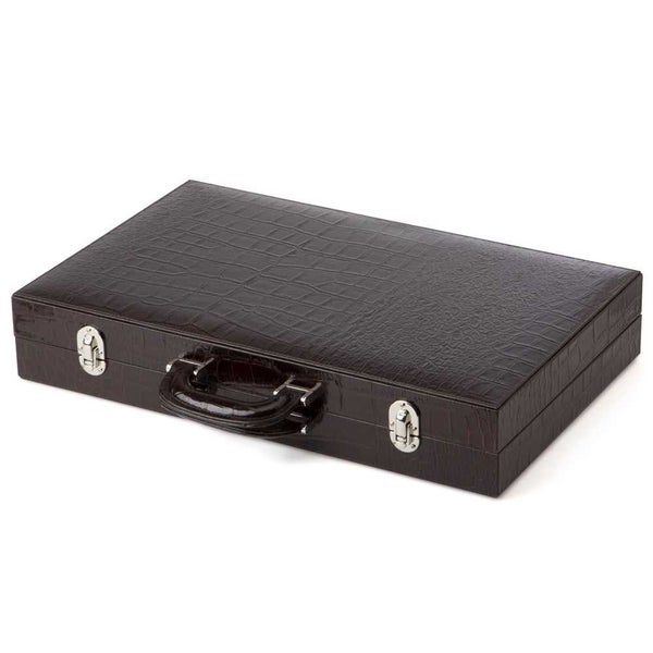 Renzo Grande Crocodile Print Leather Backgammon Briefcase Carousel 2