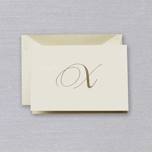 Crane & Co Engraved X Initial Note Card Set 10pce Carousel 1