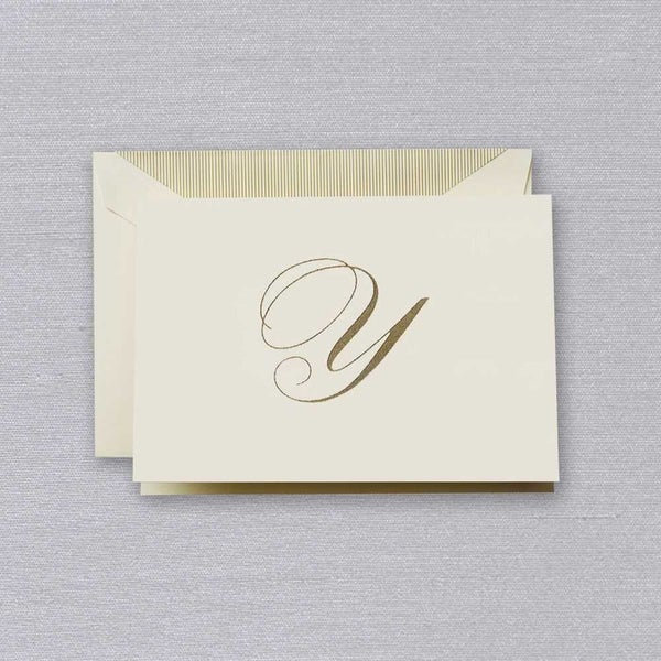 Crane & Co Engraved Y Initial Note Card Set 10pce Carousel 1